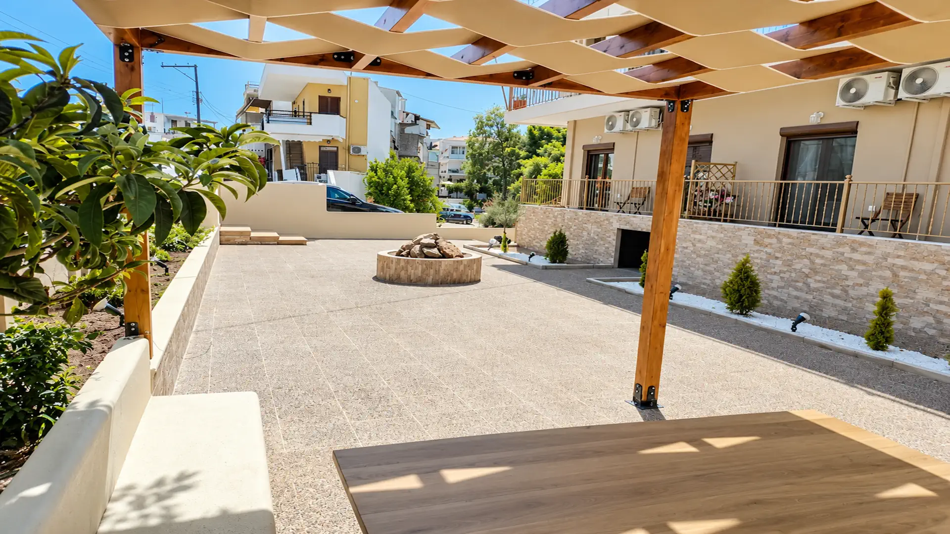 Theasis courtyard and pergola